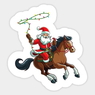 Cowboy Santa Riding A Horse Christmas Funny Sticker